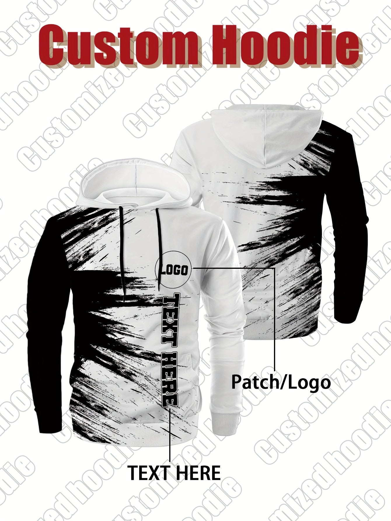 Customized personalized hoodie, hoodie customization, color impact, custom logo and your text, suitable for sports, mountaineering, daily leisure casual sportswear