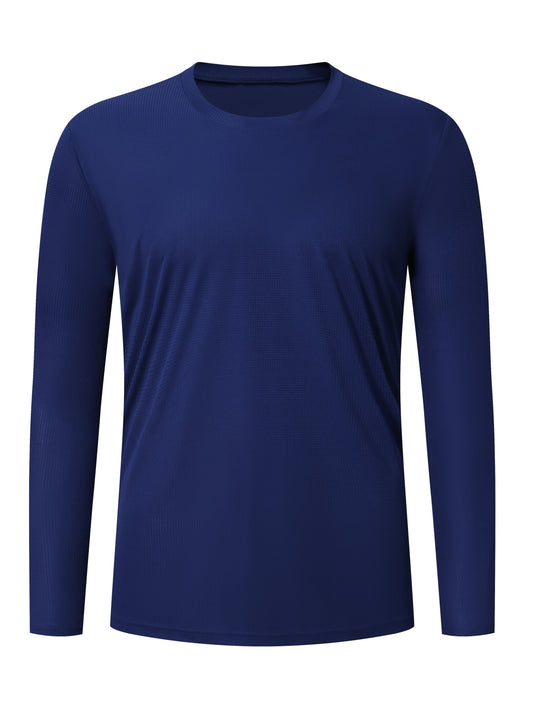 Men's Quick Drying Solid Color Crew Neck &amp; Long Sleeves Sports Top