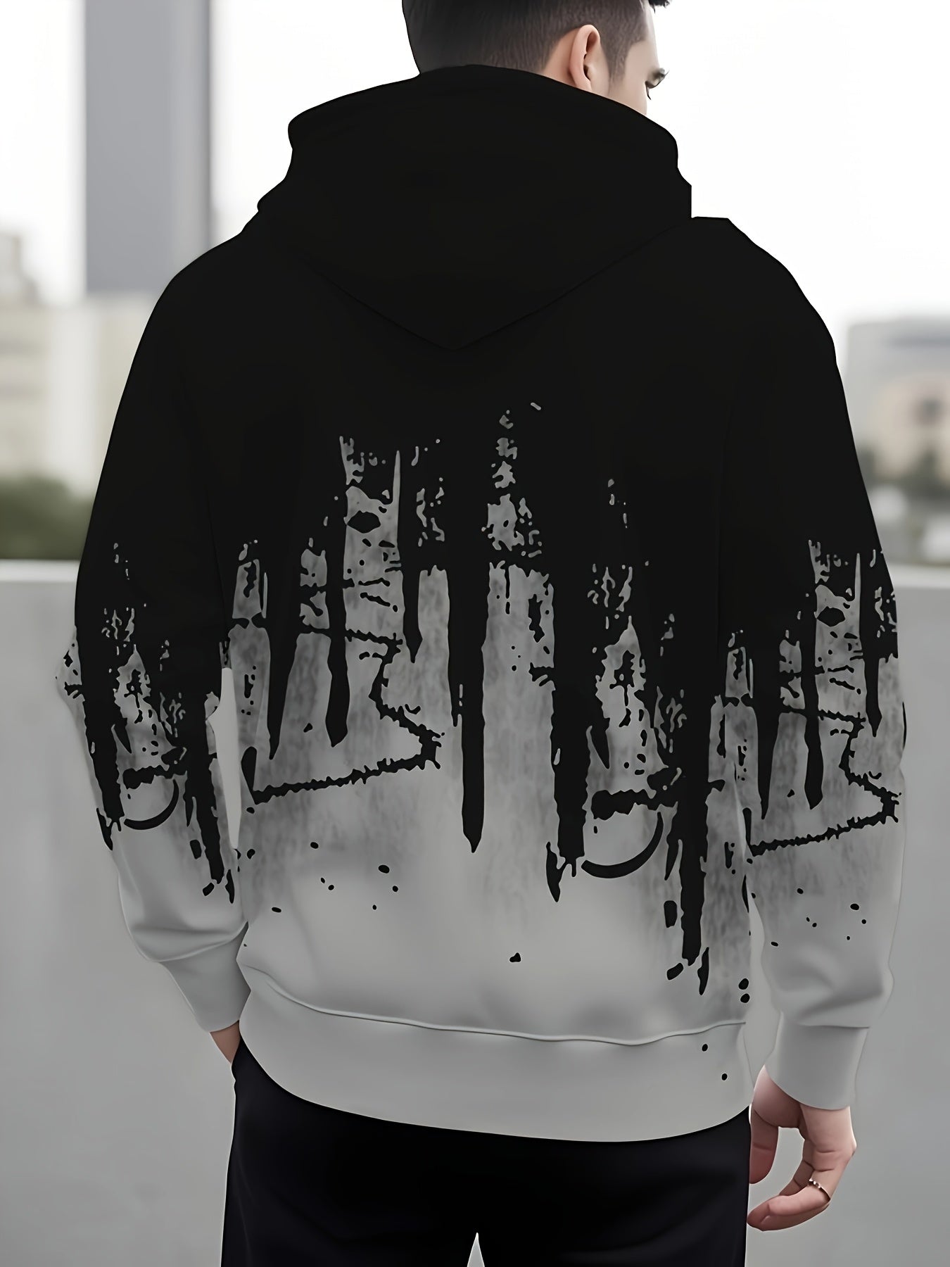 Men'S Customizable Hoodie - Personalized Graphic Pullover Sweatshirt, Black/Gray/White Color Scheme, Regular Fit Hooded Sweatshirt for Everyday & Formal Wear - Ideal Gift for Him, Custom Hoodie, Personalized Apparel, Trendy C