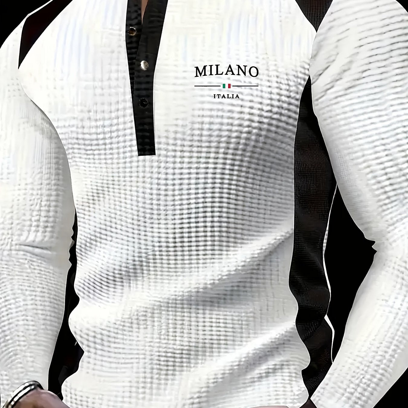 Men'S Long Sleeve Polo Shirt - V-Neck Button-Up Sweater with Metallic Texture, Lightweight Stretch Fabric for Gym, Office, Casual Wear - Spring/fall Transitional Clothing - Modern Men'S Sweater, Gym Apparel, Office Attire, St