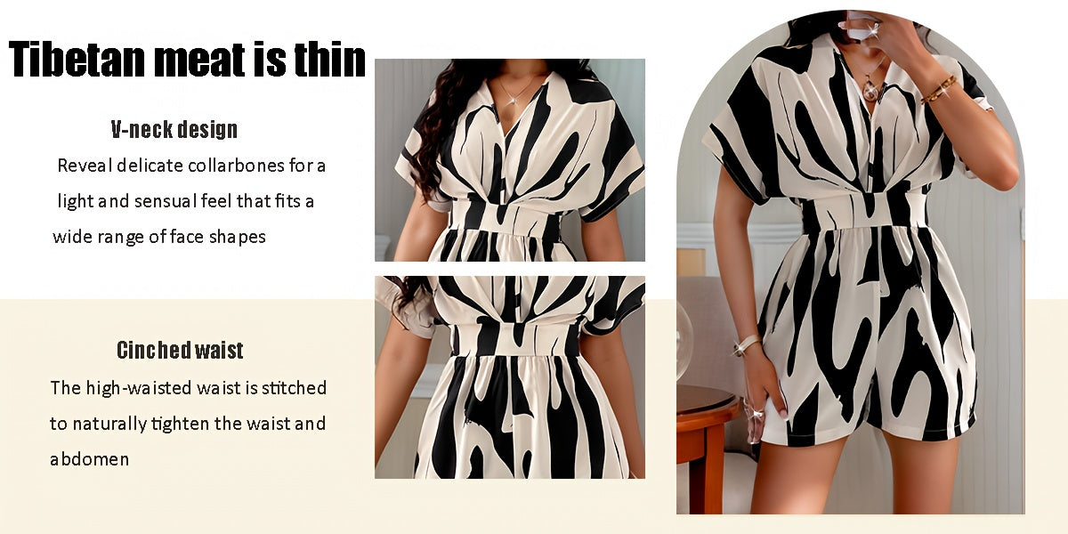 Women's Elegant Batwing Sleeve Jumpsuit - V-Neck Formal & casual Outfit, Machine Washable Non-Stretch Pantsuit for Parties, Office, Casual Attire - Women's Chic One-Piece Attire