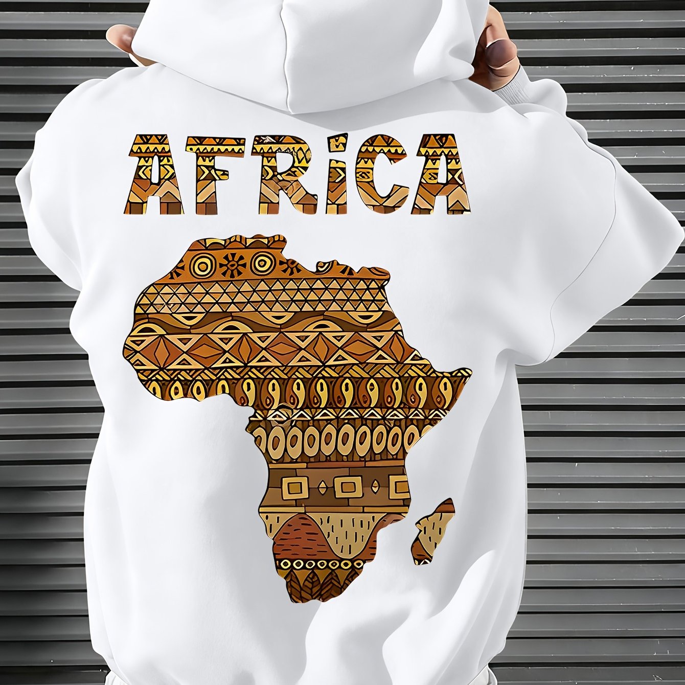 Men's African Map Print Hooded Sweatshirt Jacket - African Continent Outline with Ghana, Egypt, South Africa & Morocco - Casual Streetwear Pullover, All-Season Fit, Machine Washable Cultural Apparel