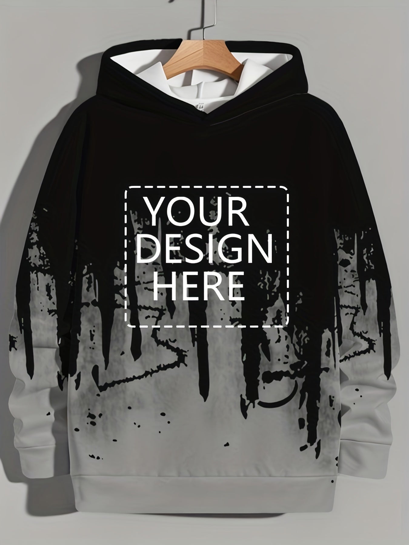 Men'S Customizable Hoodie - Personalized Graphic Pullover Sweatshirt, Black/Gray/White Color Scheme, Regular Fit Hooded Sweatshirt for Everyday & Formal Wear - Ideal Gift for Him, Custom Hoodie, Personalized Apparel, Trendy C