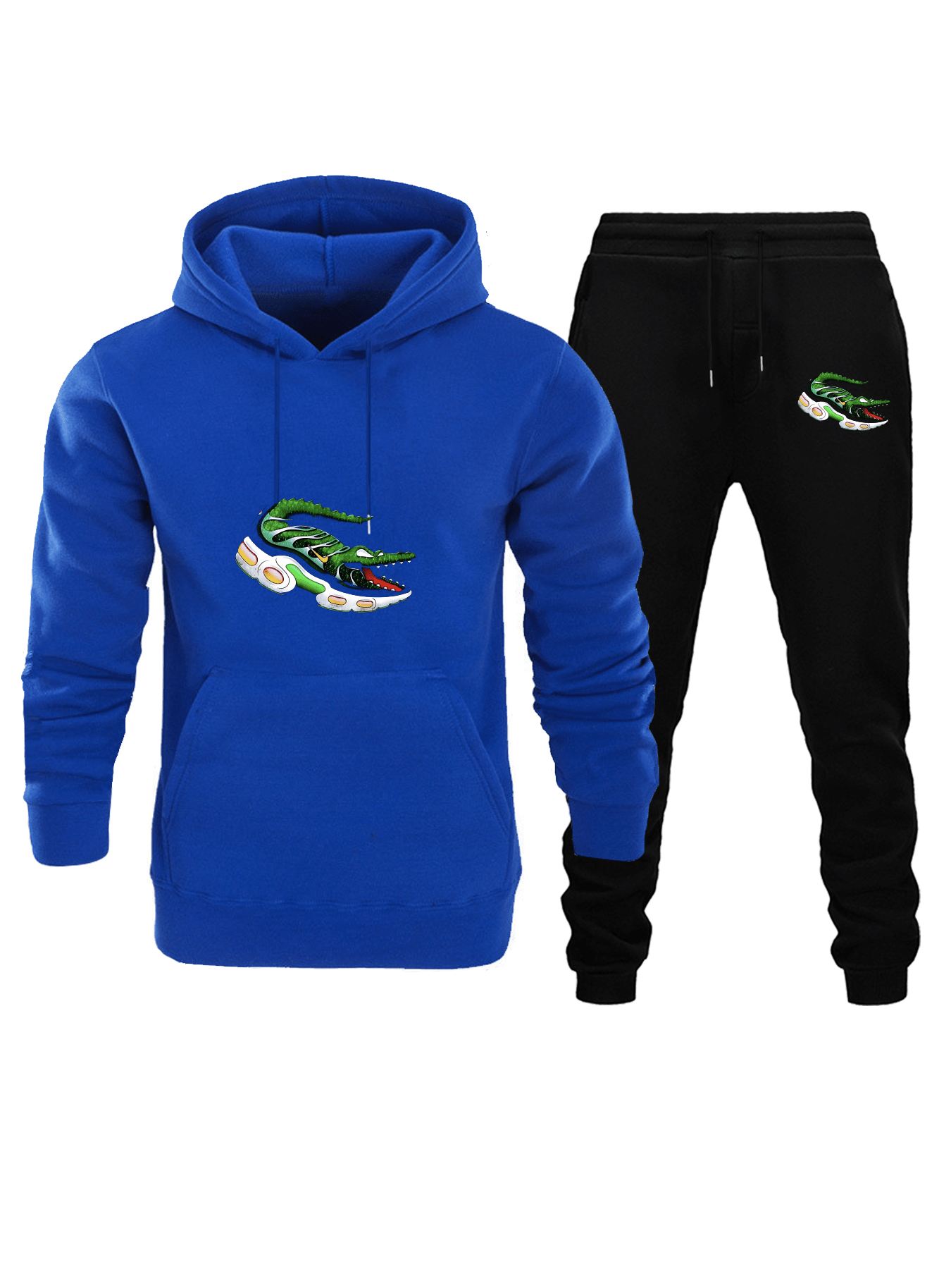 A Lively Sports Suit for Men Featuring a Crocodile Pattern - Fashionable Streetwear Made from 100% Polyester, Comfortable And Chic, Perfect for The Fall And Winter Seasons, with a Striking Graphic Design, an Excellent Option