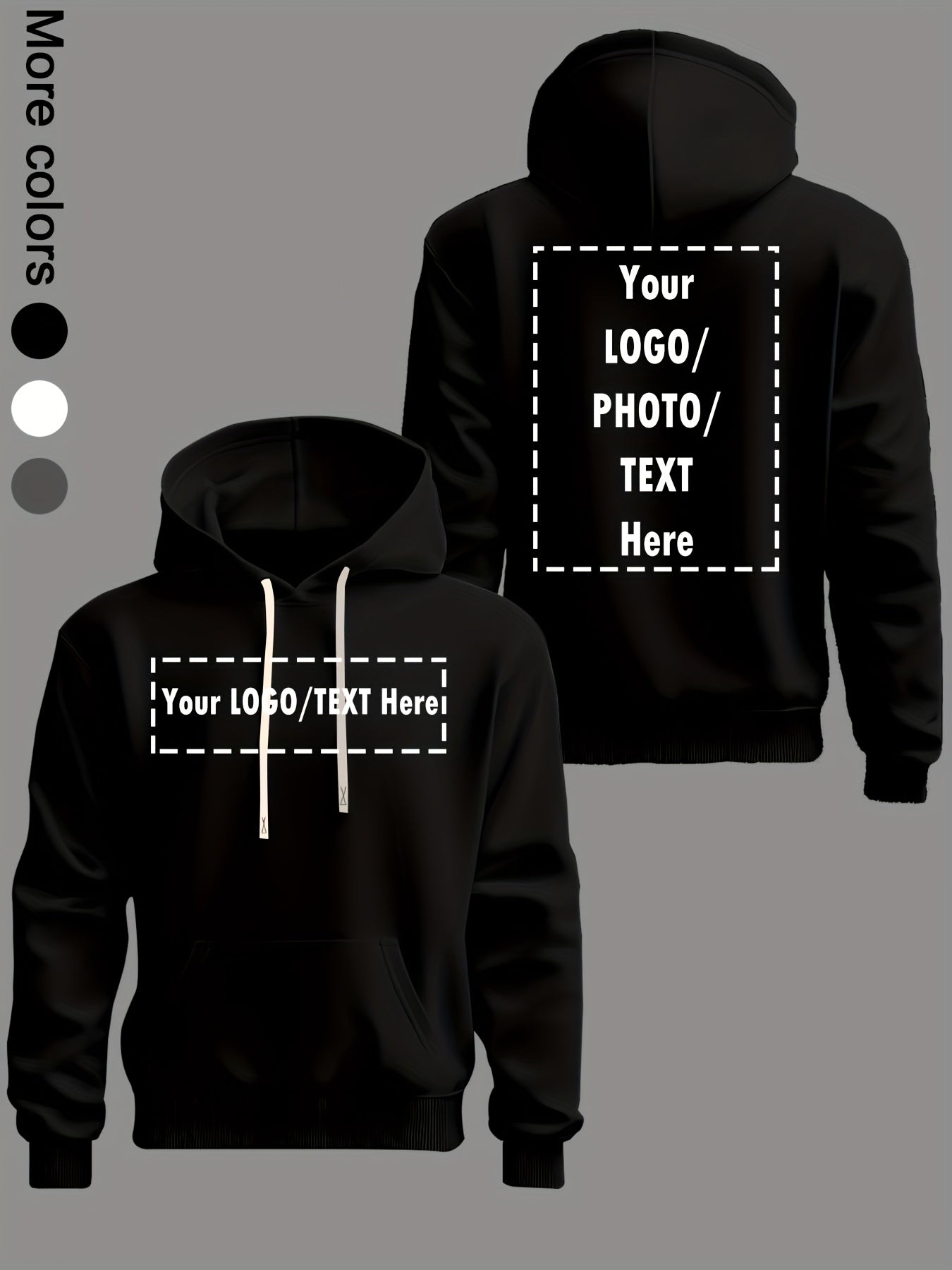 Customizable Unisex Hooded Sweatshirt, French Terry Polyester 100%, Sports Style, Loose Fit with Pocket Detail, Knit Fabric, Slight Stretch, 250g/m² - Personalized Front & Back Design