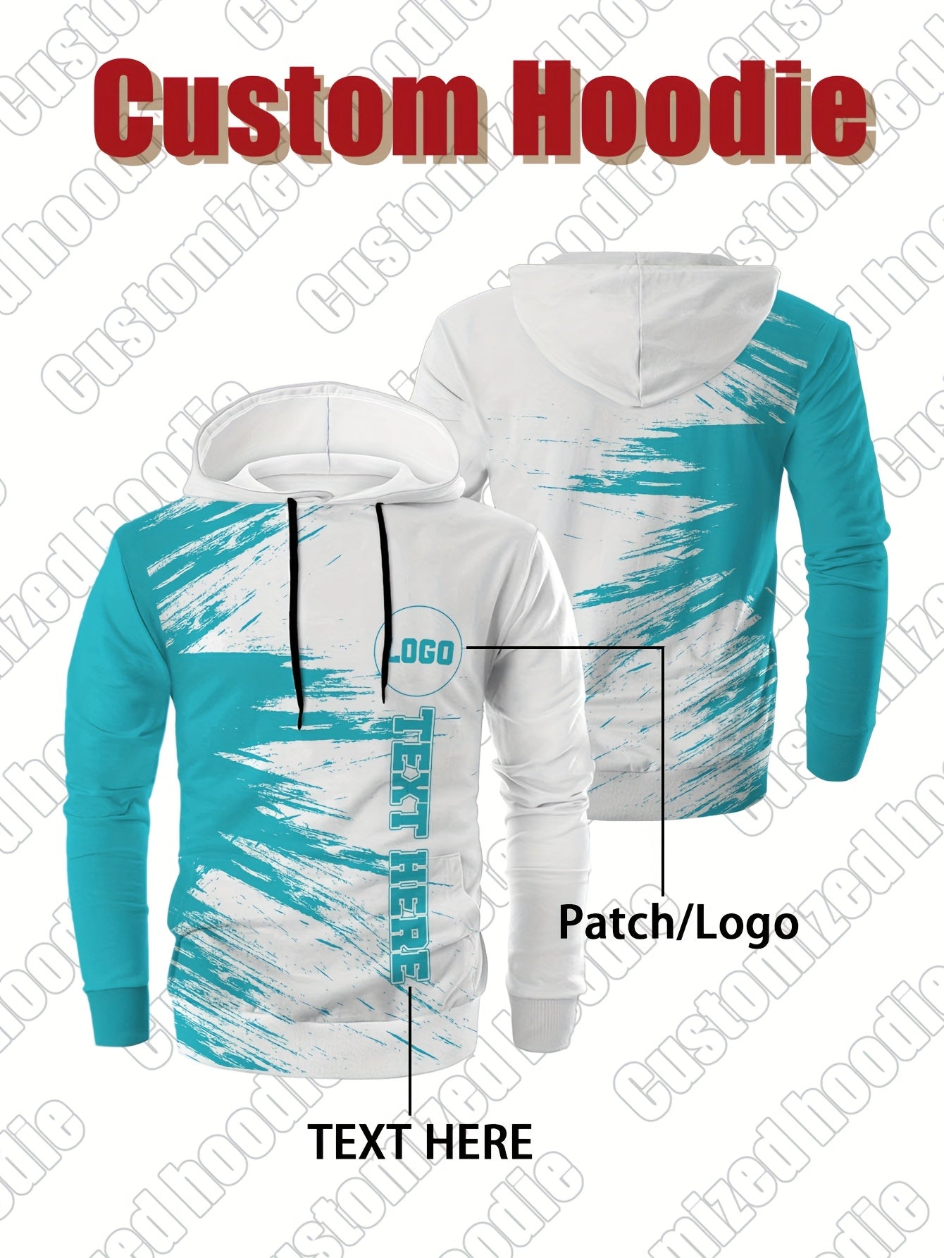 Customized personalized hoodie, hoodie customization, color impact, custom logo and your text, suitable for sports, mountaineering, daily leisure casual sportswear