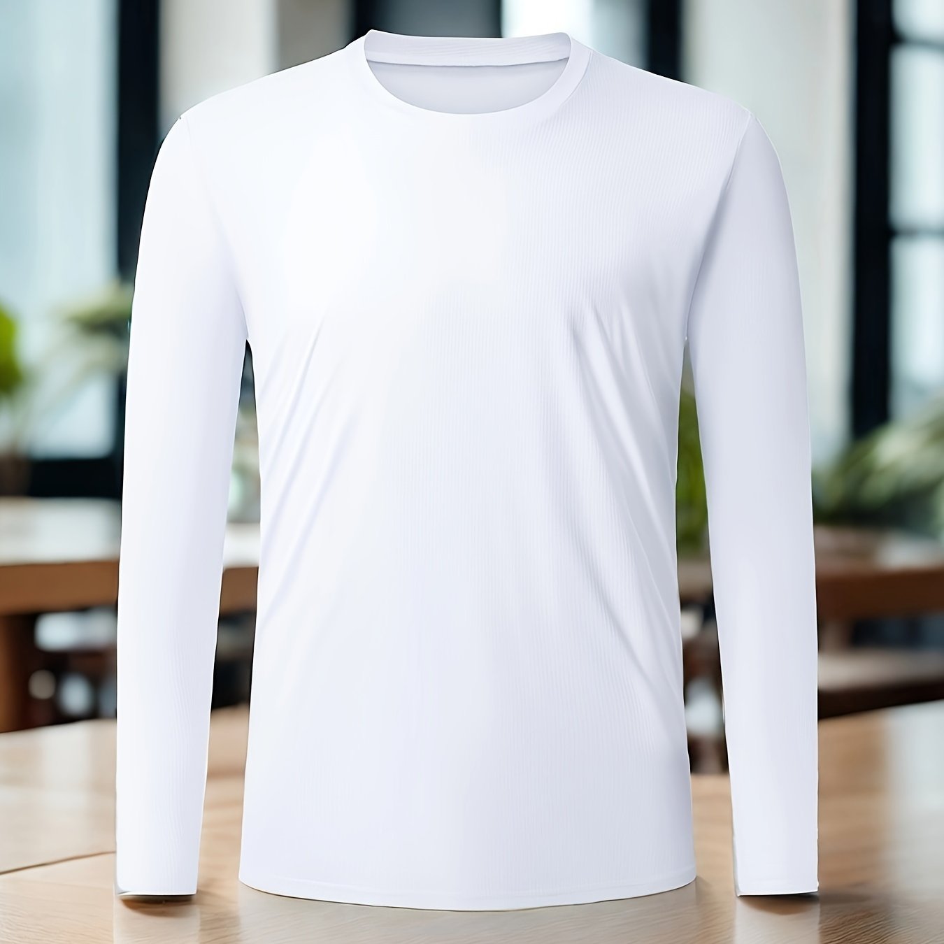 Men's Quick Drying Solid Color Crew Neck &amp; Long Sleeves Sports Top