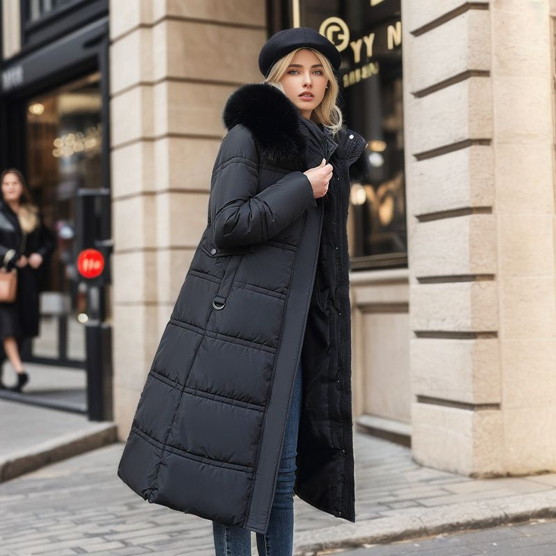 Veste en coton rembourrée amincissante à col en fourrure