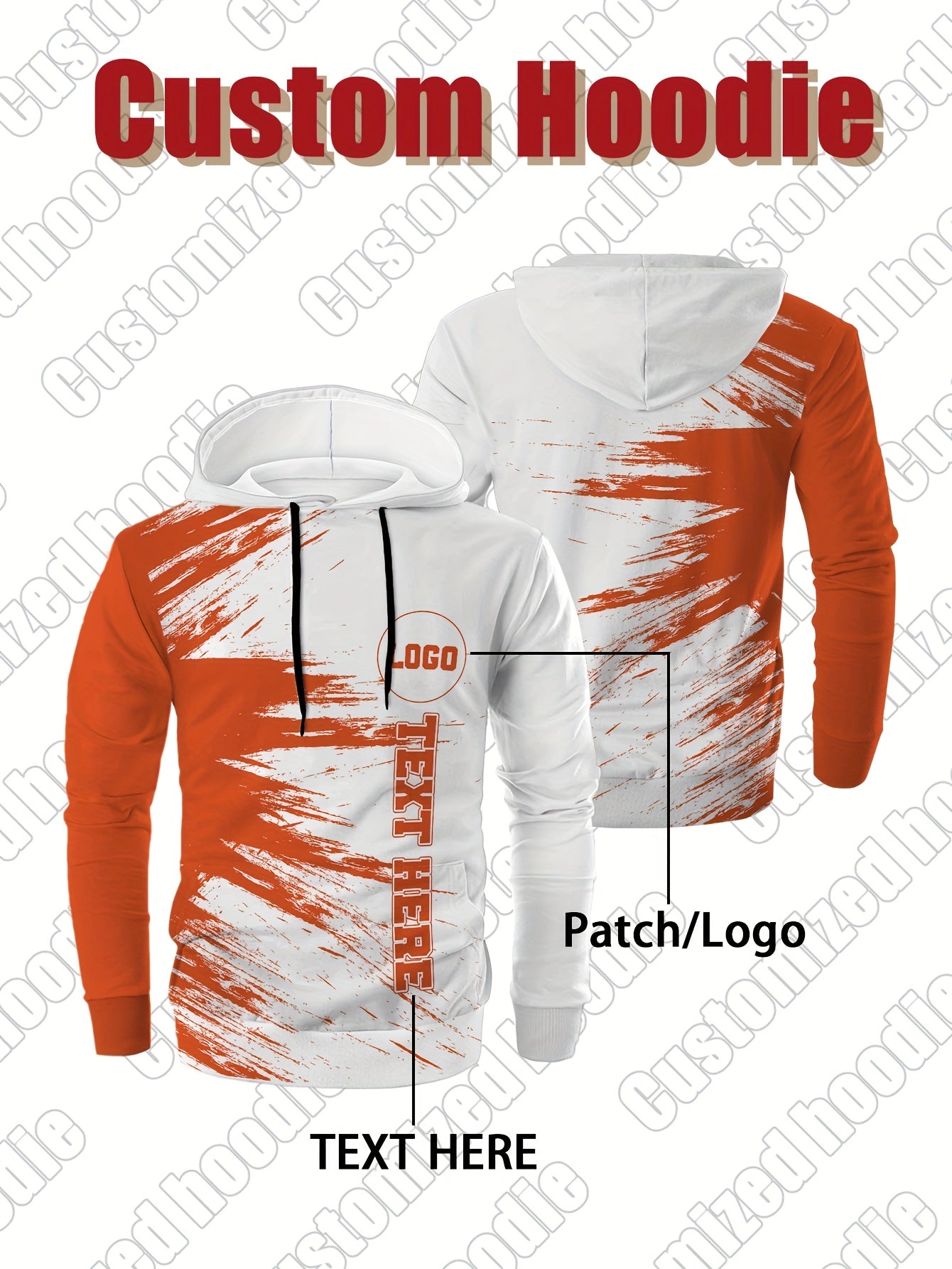 Customized personalized hoodie, hoodie customization, color impact, custom logo and your text, suitable for sports, mountaineering, daily leisure casual sportswear
