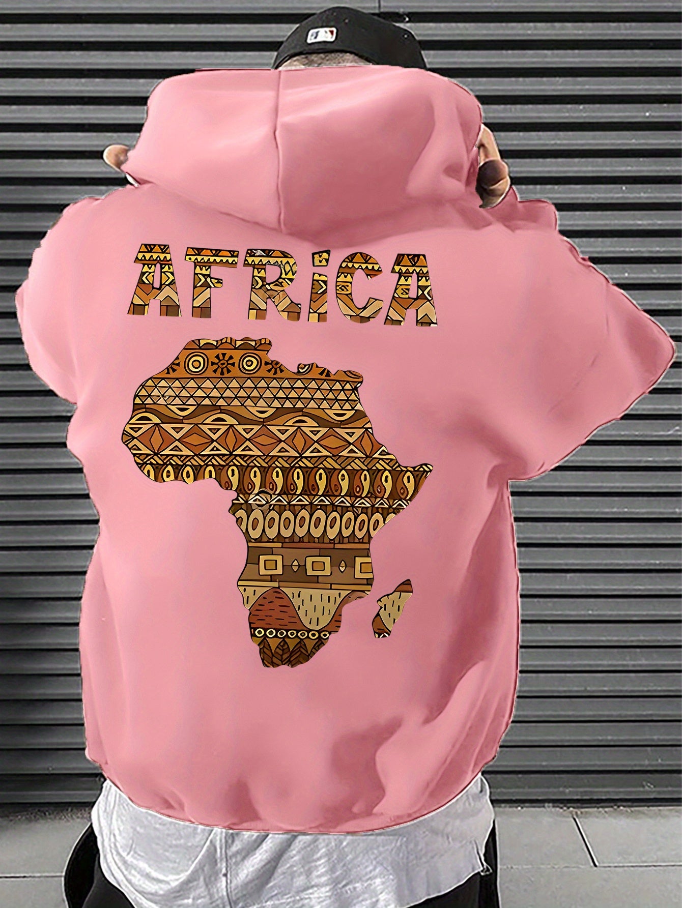 Men's African Map Print Hooded Sweatshirt Jacket - African Continent Outline with Ghana, Egypt, South Africa & Morocco - Casual Streetwear Pullover, All-Season Fit, Machine Washable Cultural Apparel
